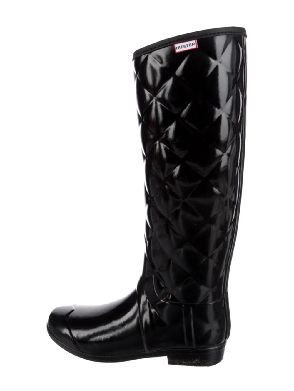 Hunter Regent Savoy Quilted Gloss Black Tall Women's Rain Boot